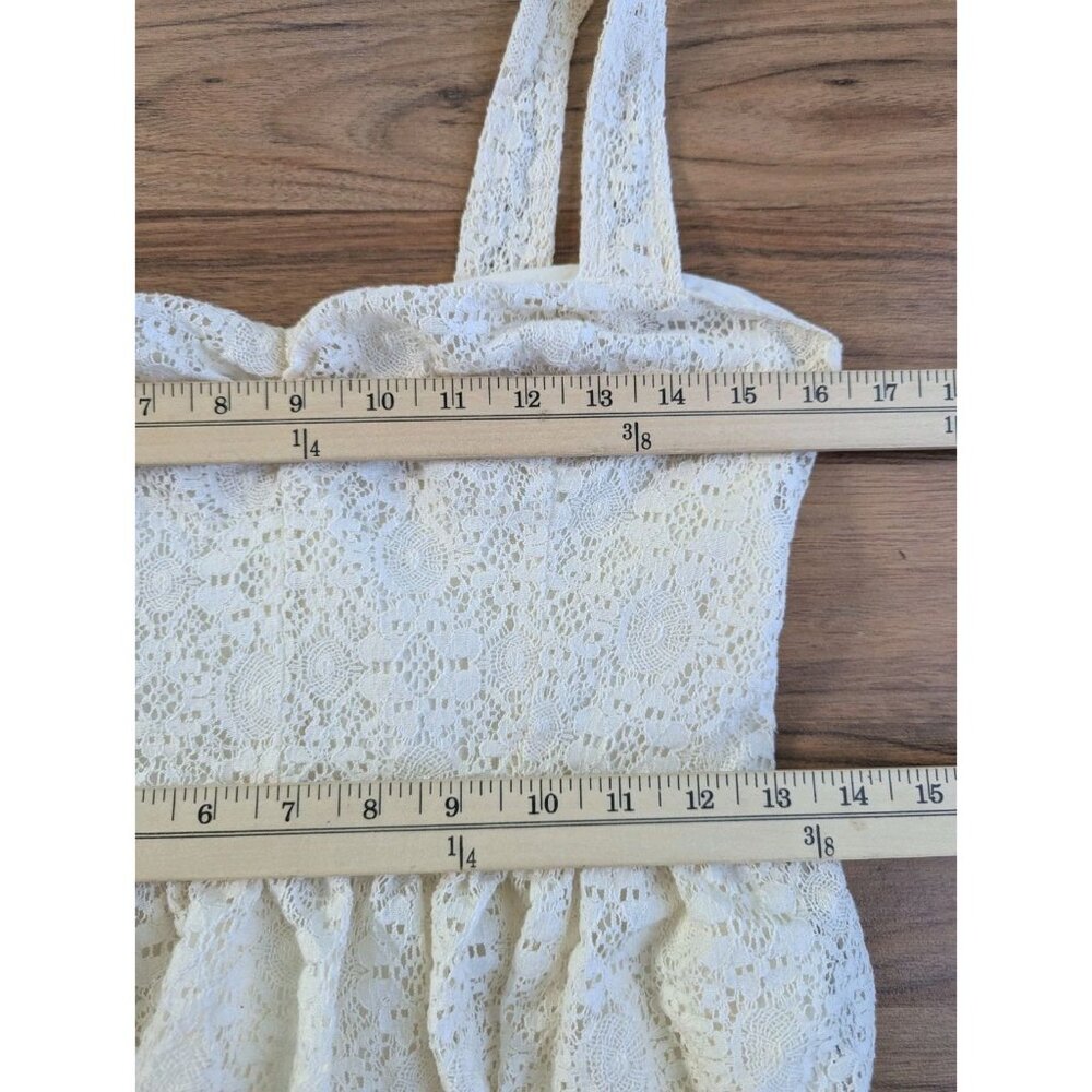 Guess Y2K White Lace Mini Dress Size XS/S Boho Western Sundress Crochet B9 - Picture 6 of 9